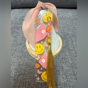 Acrylic bookmark with Smiley Face design, tassel and beads. NWOT